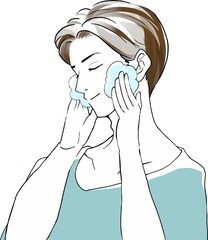 洗顔をする若い男性 ベクターイラスト