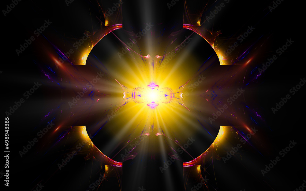 Aufkleber digital illustration abstract image generated fractal background image portal pattern of various geometric shapes and lines of various colors for computer graphics or web design