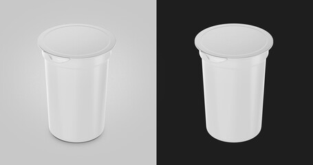 Yogurt White Container With 
Aluminum Cover. 3D illustration.