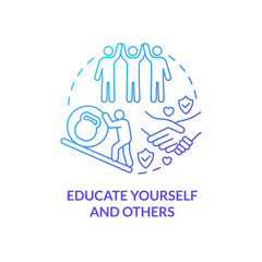 Educate yourself and others blue gradient concept icon. Learning problem. Coping with PTSD abstract idea thin line illustration. Isolated outline drawing. Myriad Pro-Bold font used
