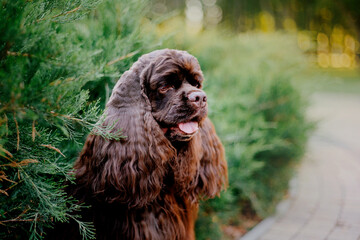 American cocker spaniel dog playing