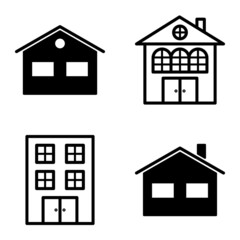 Houses Flat Icon Set Isolated On White Background