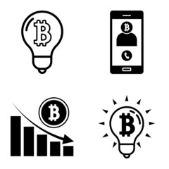 Bitcoins1-2 Flat Icon Set Isolated On White Background