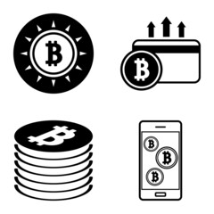 Bitcoins1-2 Flat Icon Set Isolated On White Background