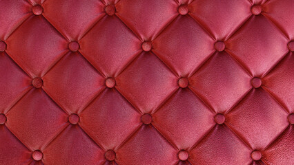 Realistic 3D illustration of the fancy red quilted buttoned fabric pattern