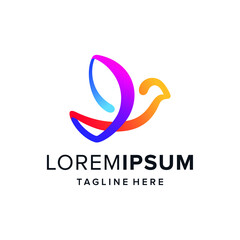 Creative abstract bird logo design vector