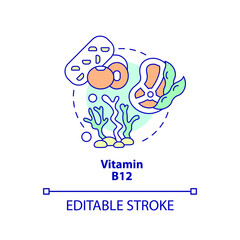 Cobalamin concept icon. Plant based meat. Vitamin B. Source of nutrients abstract idea thin line illustration. Isolated outline drawing. Editable stroke. Arial, Myriad Pro-Bold fonts used