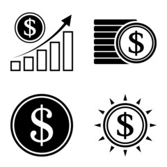 Dollar Flat Icon Set Isolated On White Background