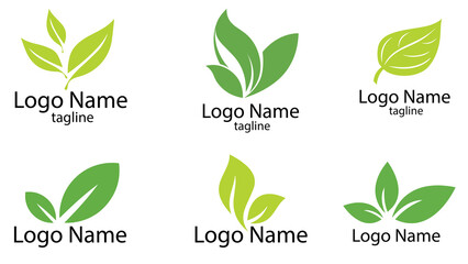 Set of green leaf icons. Green color. Leafs green color icon logo. Leaves on white background. Ecology. Vector illustration. Green Leaf