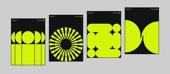 Swiss Poster Design Graphics Set Made With Helvetica Typography Aesthetics And Geometric Forms - 498948151