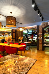 Interior of a modern cozy italian restaurant