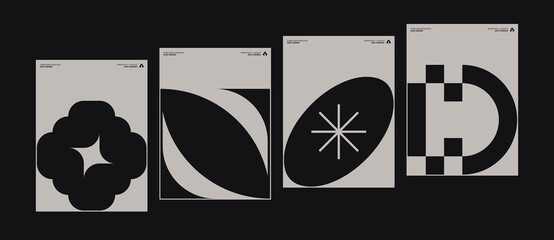 Swiss Poster Design Graphics Set Made With Helvetica Typography Aesthetics And Geometric Forms