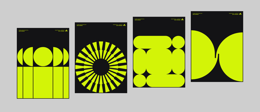 Swiss Poster Design Graphics Set Made With Helvetica Typography Aesthetics And Geometric Forms