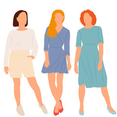 girls, women flat design, isolated