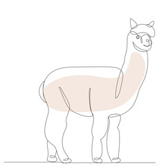 lama drawing by one continuous line, sketch
