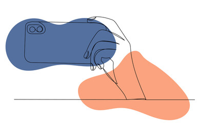 hand with phone one continuous line drawing