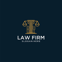 RY initial monogram logo for lawfirm with scale vector design - obrazy, fototapety, plakaty