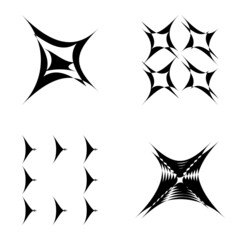 Abstract_4star Flat Icon Set Isolated On White Background