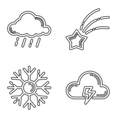 Weather_white Flat Icon Set Isolated On White Background