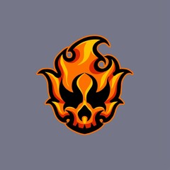Icon of skull with fire theme