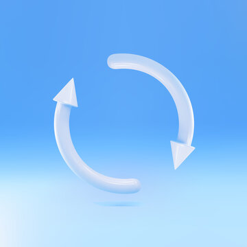 3d Blue Refresh Icon Isolated On Blue Background. Reload Symbol. Rotation Arrows In A Circle Sign. Vector Illustration.