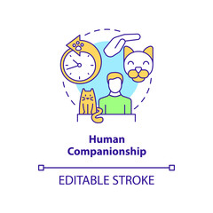 Human companionship concept icon. Cat wellness abstract idea thin line illustration. Animal companion. Psychological help. Isolated outline drawing. Editable stroke. Arial, Myriad Pro-Bold fonts used