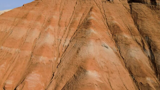 Drone shot of desert mountains Aktau in Kazakhstan