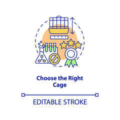 Naklejka premium Choose right cage concept icon. Keeping small animals healthy abstract idea thin line illustration. Good space for climb. Isolated outline drawing. Editable stroke. Arial, Myriad Pro-Bold fonts used