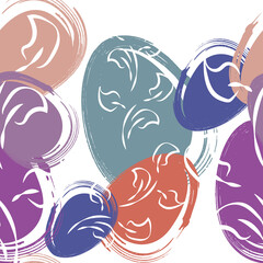 Vector. Easter design with hand drawn brush strokes, pastel color eggs. Modern minimalist style. Seamless pattern, background for a postcard, banner, brochure, poster and other promotional products.