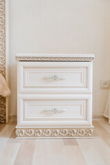 bedside table in a classic retro style. furniture and accessories for bedroom.