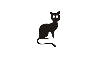 cat logo design template black animal