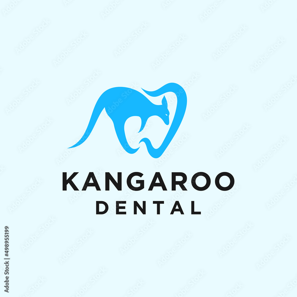 Sticker dental kangaroo logo or dental vector