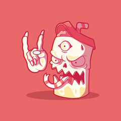 Soda Cup scary character vector illustration. Drink, funny, scary vector illustration.