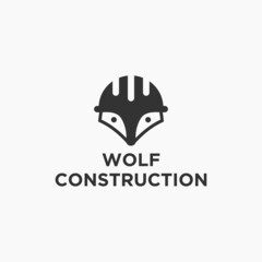 construction wolf logo or animal logo