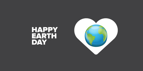World earth day horizontal banner with earth globe isolated on grey background . Vector World earth day concept horizontal illustration with planet isolated on dark space background