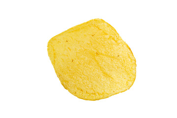 Potato chips isolated on white background, top view