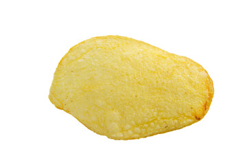 Potato chips isolated on white background, top view