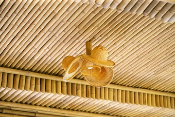 Bamboo ceiling, Asian custom.  Bamboo craftsmanship. Good idea, creative design.