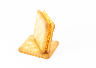 rectangular biscuit isolated on white,front view