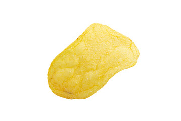 Potato chips isolated on white background, top view