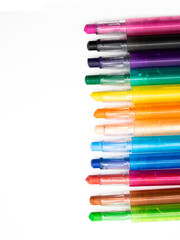 Fototapeta premium Color pencil set, isolated on white background. From close.