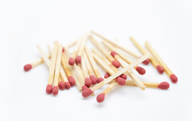 Piles of matchstick isolated on white