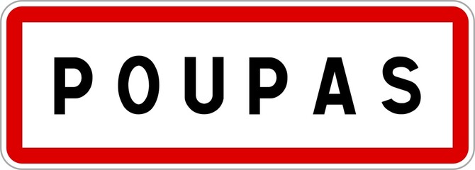 Panneau entrée ville agglomération Poupas / Town entrance sign Poupas