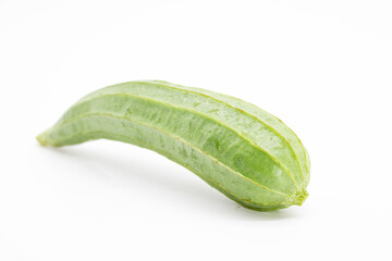 single Angled loofah or Ridge gourd (Ribbed Gourd) isolated on white background.