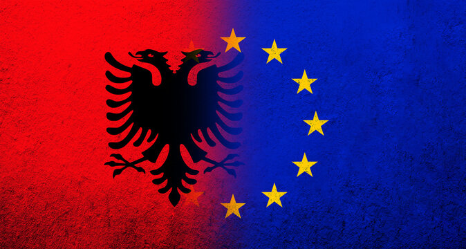 Flag of the European Union - Circle of stars. Grunge background