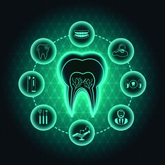 Dental icons collection with abstract background