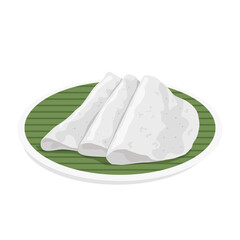 Pathiri is a pancake made of rice flour, south indian breakfast vector illustration