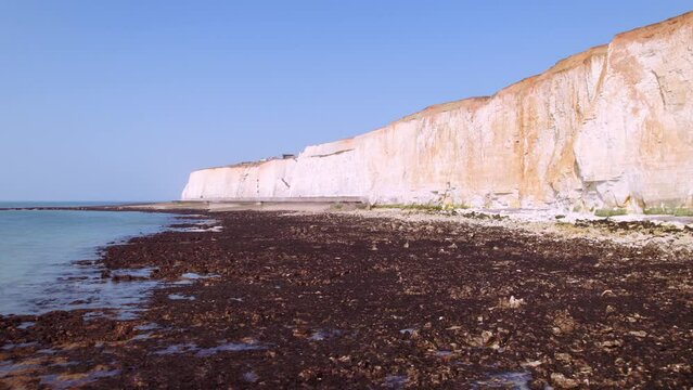 Drone shot of Peacehaven clffs