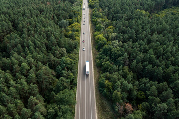 Aerial view of traffic on highway, perspective view - 498959169