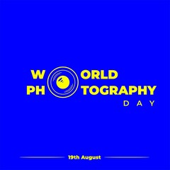 world photography day, perfect design, vector illustration and text.
